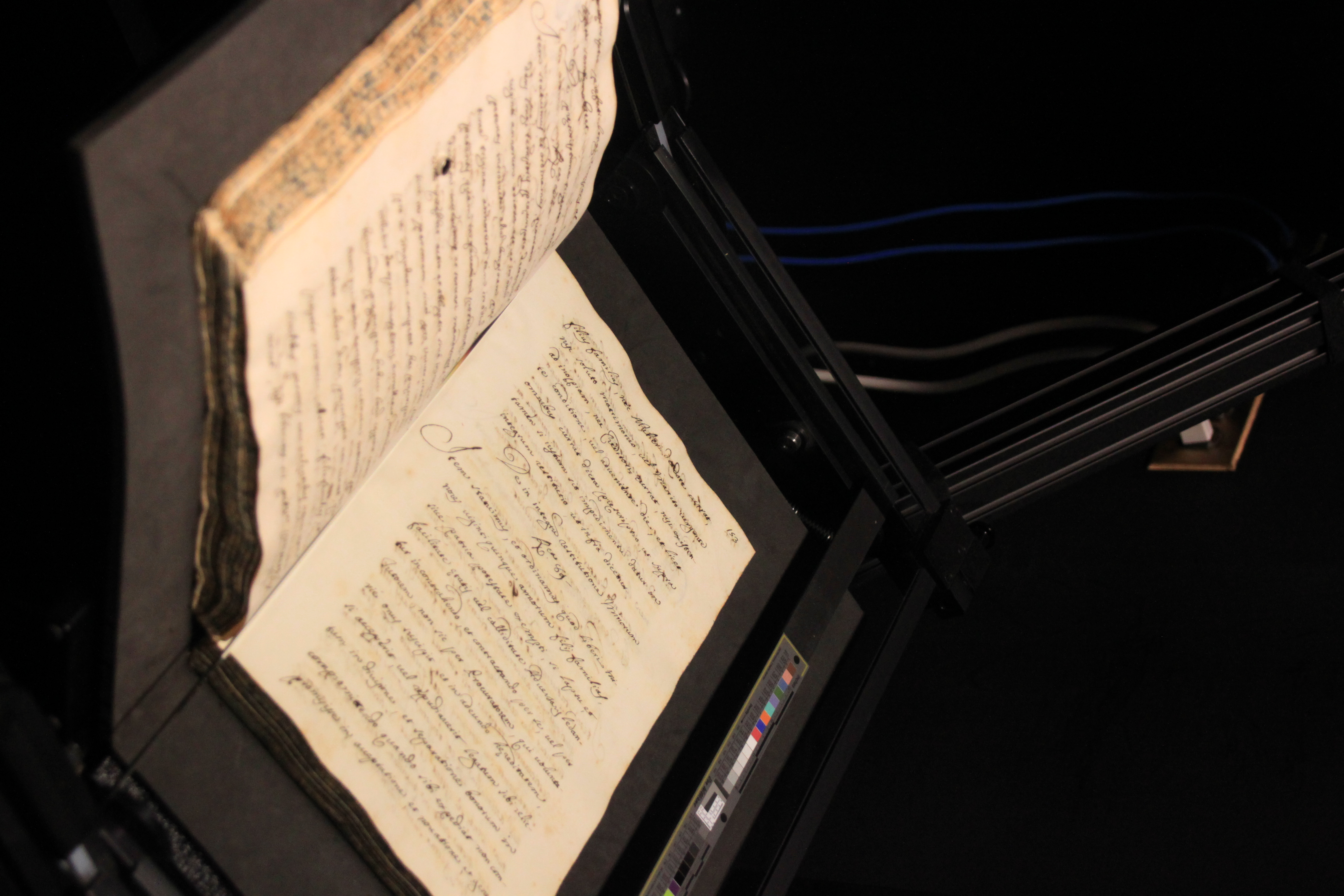 A manuscript on a copystand