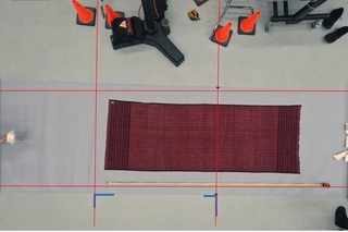 overhead view of textile setup