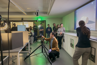 Imaging and Recording Studio Manager, Andy Todd, gives a focus stacking demonstration for ANTH-492: Imaging Ancient Worlds in Museum Collections